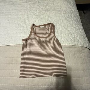 Z Supply Women's Tank Top - Brown and White Stripes
